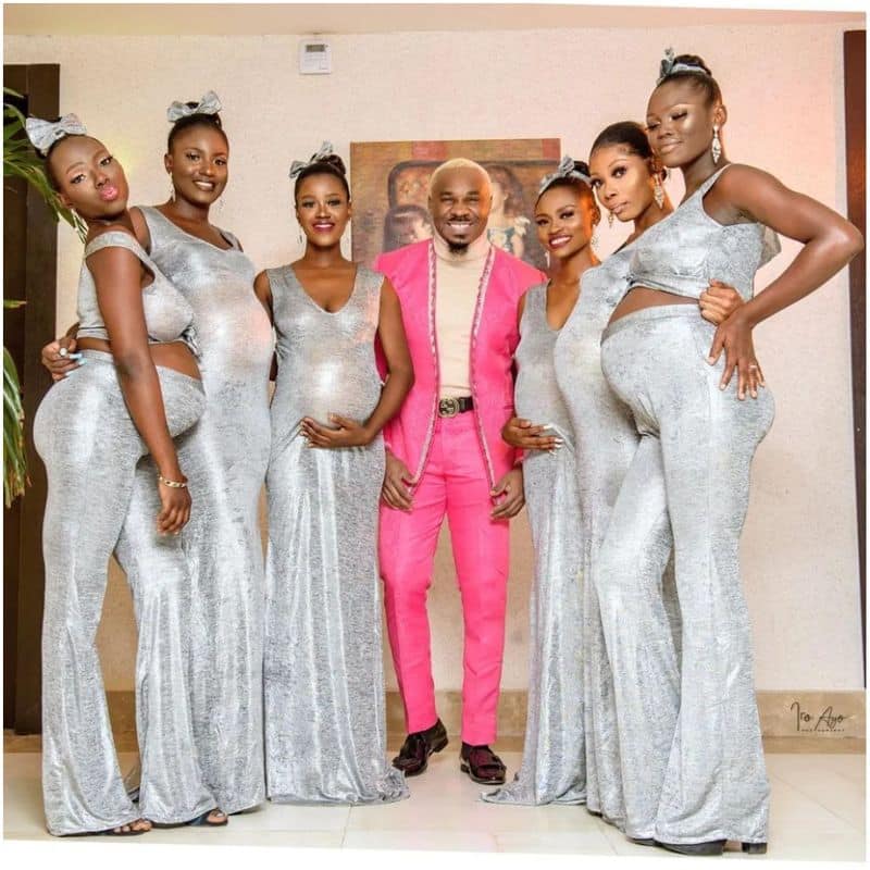 Nigerian playboy rocks up to wedding with six pregnat womens