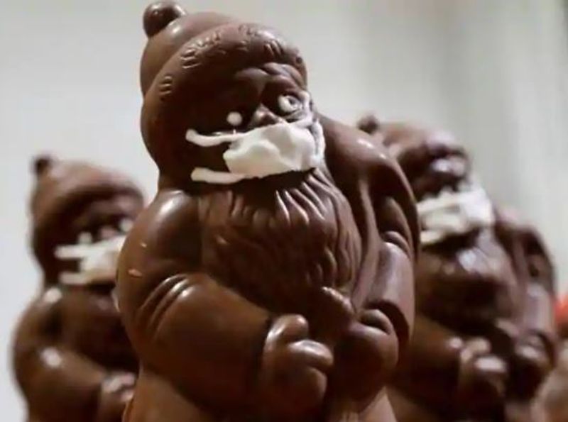 Chocolate Santas get a Covid makeover in Hungary