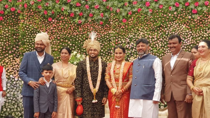 karnataka Leaders In Belagavi Congress MLA lakshmi hebbalkar son marriage at Goa rbj