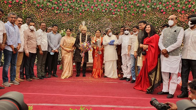 karnataka Leaders In Belagavi Congress MLA lakshmi hebbalkar son marriage at Goa rbj