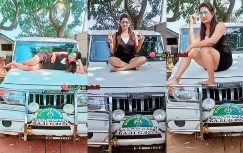Girl Misusing Govt Vehicle At Karwar Pictures Goes Viral Complaint Lodged pod
