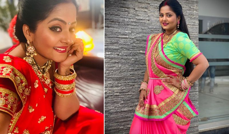 Bhojpuri Actress Anjana Singh making upla on set of jai maa vindhyavasini See Photos KPY