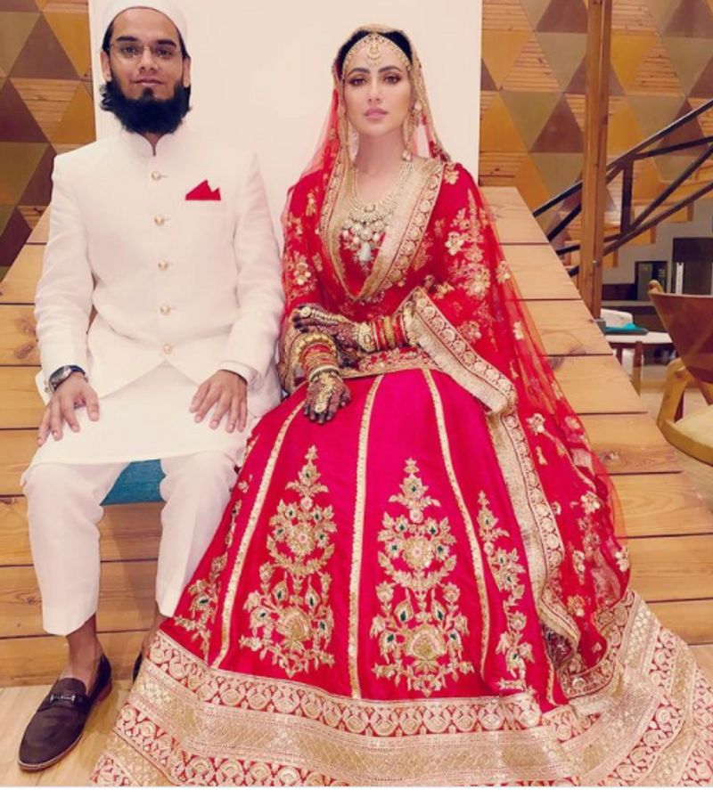 Bigg boss fame sana khan mehandi and wedding photos goes viral dpl
