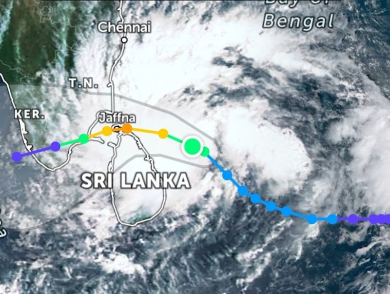 Tropical cyclone Burevi to the Indian coast