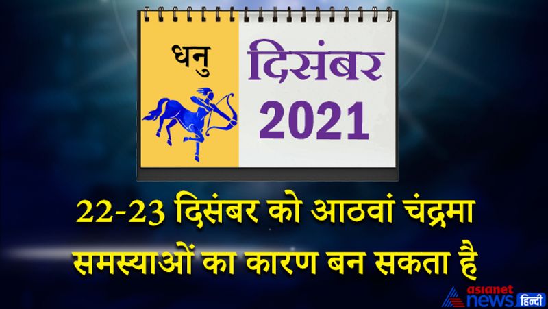 इस महीने शुक्र धनु राशि का लग्न में, शनि मकर राशि का दूसरे भाव में, गुरु कुंभ राशि का तीसरे भाव में, राहु वृषभ राशि का छठे भाव में, चंद्रमा कन्या राशि का दसवें भाव में, मंगल तुला राशि का ग्यारहवें भाव में, सूर्य-बुध-केतु वृश्चिक राशि का बारहवें भाव में रहेगा। महीने के पहले सप्ताह में आपका झुकाव धार्मिक गतिविधियों की ओर रहेगा। किसी की सलाह आपके काम आ सकती है। रिश्तेदारों से संबंध पहले से बेहतर होंगे। 3 और 4 दिसंबर को आपके हाथों कोई गलत काम हो सकता है। आलस्य का भाव मन में रहेगा। 8 से 15 दिसंबर के बीच का समय मिश्रित फल देने वाला रहेगा। दोस्तों का साथ मिलेगा। घर-परिवार में सभी लोग आपको आदर देंगे। 13 दिसंबर के बाद बेकार के कामों में समय नष्ट होगा। कोई बुरी घटना आपके साथ हो सकती है। 17-18 दिसंबर को समय आपके पक्ष का रहेगा। कोई चाहकर भी आपका बुरा नहीं कर पाएगा। नया वाहन खरीदने के योग इस समय बन रहे हैं। आर्थिक परेशानियों से छुटकारा मिलेगा। 22-23 दिसंबर को आठवां चंद्रमा समस्याओं का कारण बन सकता है। 24 दिसंबर के बाद धन प्राप्ति के योग बन रहे हैं। इस समय किसी को पैसा उधार ना दें। जिस काम में हाथ डालेंगे सफलता मिलेगी।