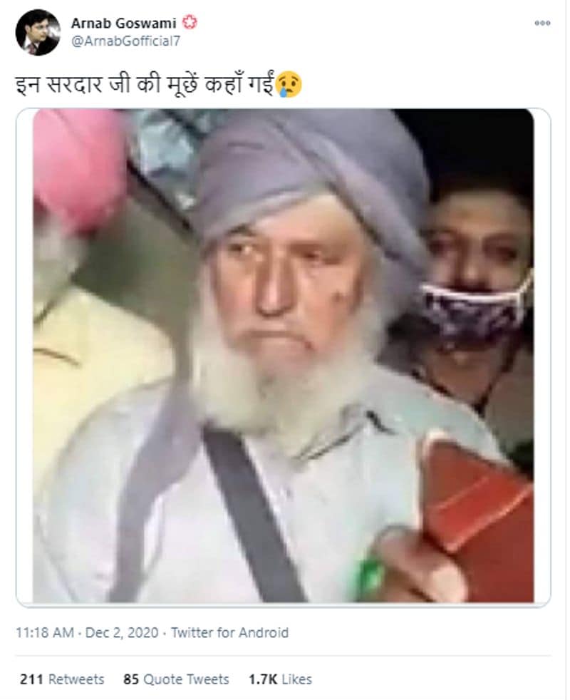 वायरल पोस्ट क्या है?
ट्विटर यूजर ‘Manjeet Bagga’ ने वायरल तस्वीर को शेयर करते हुए लिखा है, ”इन सरदार जी की मूछें कहाँ गईं।”