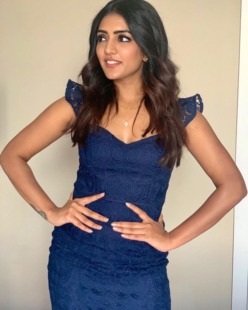 heroin eesha rebba stuns in blue out fit photos goes viral ksr