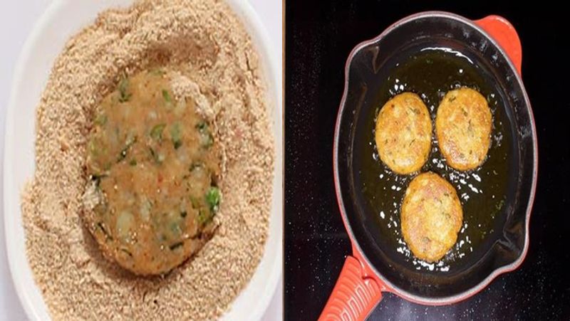 आलू टिक्की को फ्राई करने से पहले ब्रेड क्रम्ब्स में लपेटकर फ्राई करने से ये बहुत ही क्रिस्पी और टेस्टी लगती है।