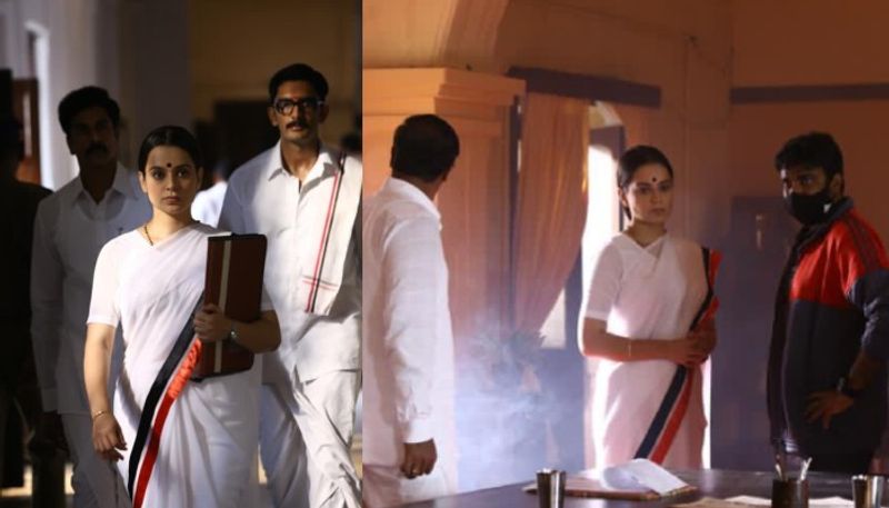 தற்போது அந்த படத்தில் கங்கனா நடித்துள்ள சில புகைப்படங்கள் வெளியாகி சோசியல் மீடியாவில் தாறுமாறு வைரலாகி வருகிறது. திரைப்படங்களில் ஜெயலலிதா நடித்த தோற்றங்களில் கங்கனா அச்சு அசலாக பொருத்திபோய் இருப்பதாக பாராட்டுக்கள் குவிந்து வருகிறது. 