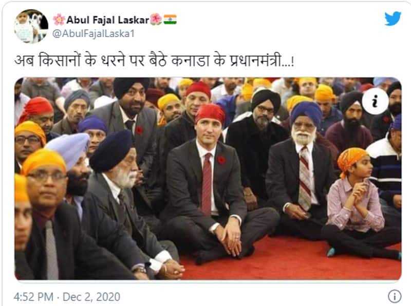 Reality Behind Justin Trudeau photo of sitting to support Farmers Protest in India