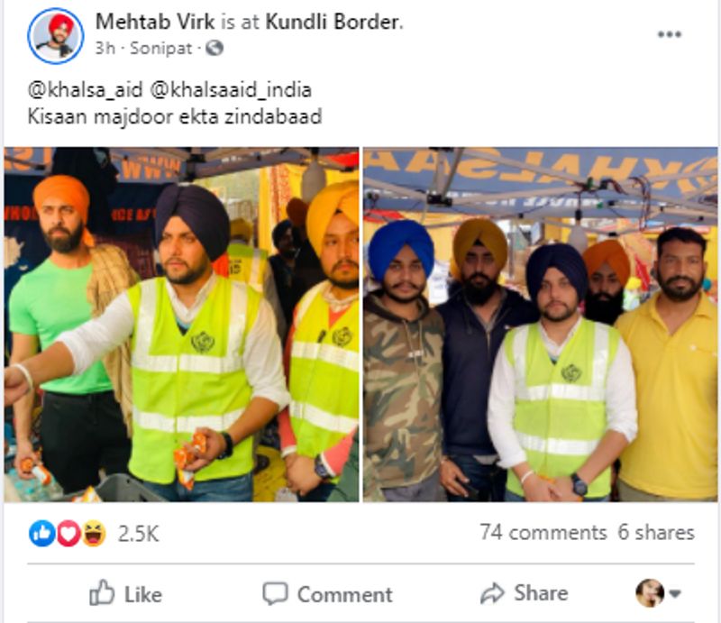 महताब विर्क की टीम ने मीडिया को बताया कि पोस्ट में कही जा रही बात मनगढ़ंत है और महताब शादीशुदा नहीं हैं। उनका कहना था कि ये तस्वीर कुछ दिनों पहले किसानों के एक विरोध-प्रदर्शन के दौरान ली गई थी। सोनिया के इंस्टाग्राम पोस्ट के मुताबिक तस्वीर पंजाब में किसी जगह की है।