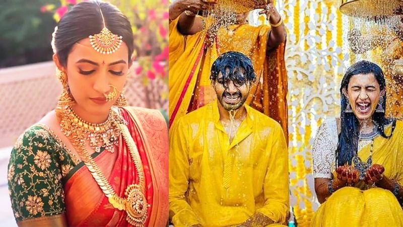 निहारिका और चैतन्य के ऊपर पानी की बौछार की गई। इस दौरान दोनों बैठकर इस रस्म को एन्जॉय करते नजर आए। 