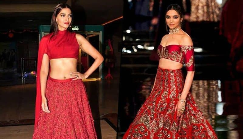 Deepika padukone 2025 red lehenga