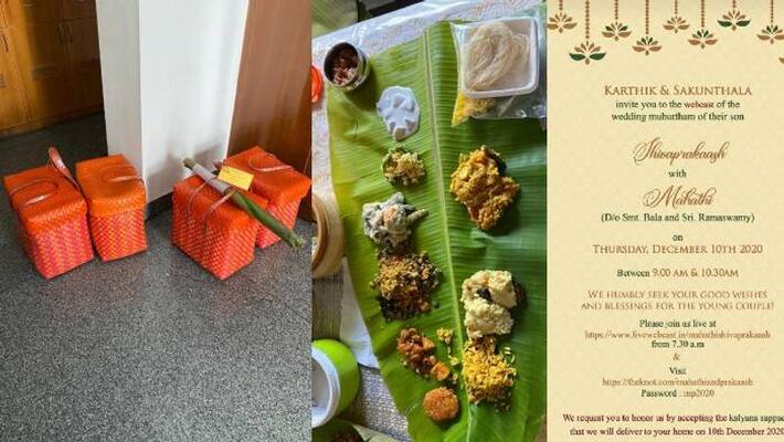 Indian couple delivered their wedding food to guests home Indian couple delivered their wedding food to guests home