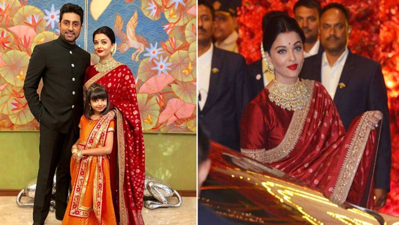 ईशा अंबानी की शादी में पहुंची ऐश्वर्या राय बच्चन लाल साड़ी में बेहद खूबसूरत नजर आई थी। 