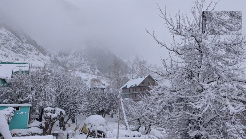 लाहौल स्पीति के रशेल गांव में भारी बर्फबारी हुई। 