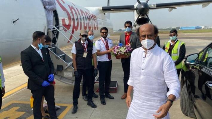 rajinikanth leaves to hyderabad for annaatthe shoot rajinikanth leaves to hyderabad for annaatthe shoot