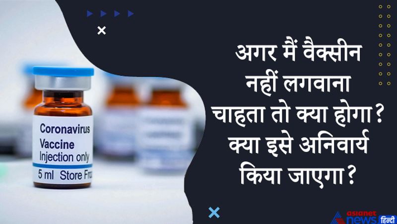 जवाब- अधिकांश देशों में यह अनिवार्य नहीं होगा। आपको किसी विशेष उपचार और नए टीके के साथ नई वायरल बीमारी के बीच चयन करना होगा। चुनना आपको है। जैसा कि शुरू में एक बड़ी मांग आपूर्ति को भरा जाएगा। जरूर न होने पर वैक्सीन नहीं लेकर आप दूसरों की मदद कर सकते हैं।
