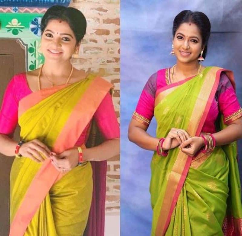 The girl who looks like the late actress  pandian store Chitra photos