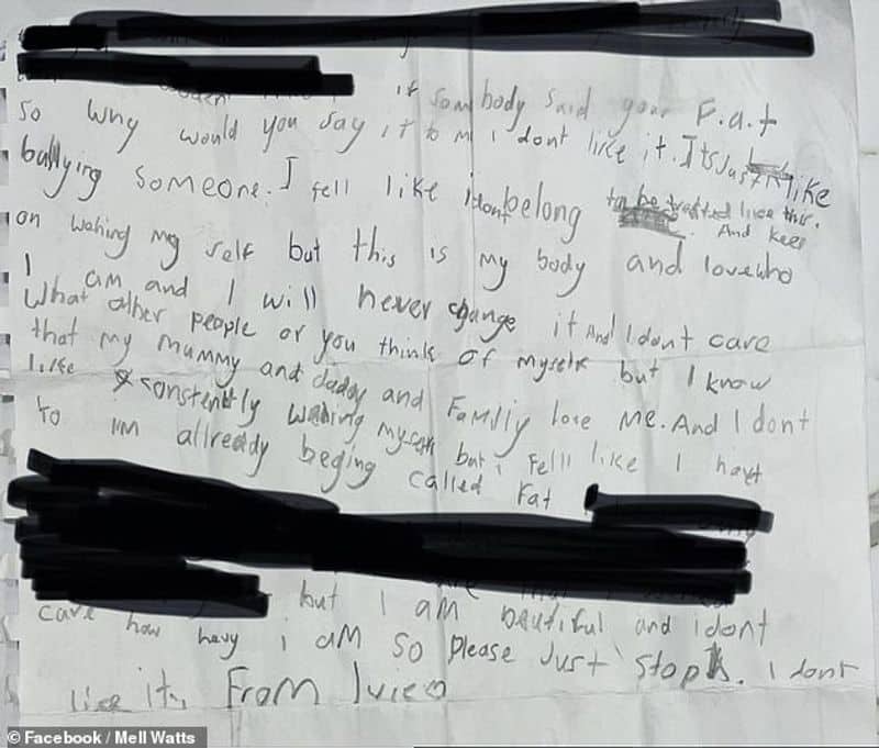 mom shared her daughters response letter to bully who called her fat girl