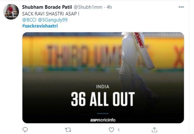 Australia vs India sack ravishastri hashtag trending on twitter now
