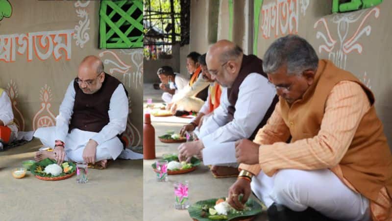 amit shah had lunch in west bengal farmer house with bjp leaders