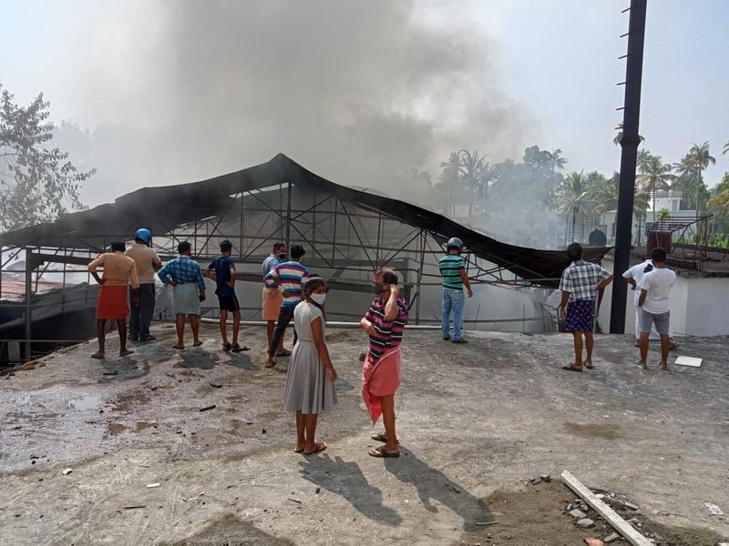 fire at Cochi plastic recycle company
