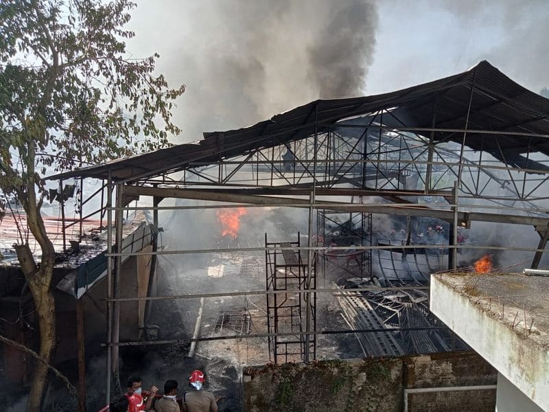fire at Cochi plastic recycle company