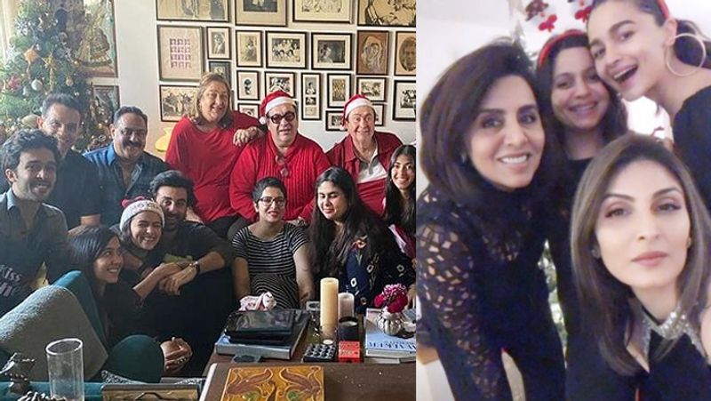 एक फोटो में आलिया अपने होने वाली सास नीतू सिंह के साथ पोज देती नजर आई। फोटो में आलिया की बहन शाहिन और नीतू सिंह की बेटी रिद्धिमा कपूर साहनी भी नजर आए।