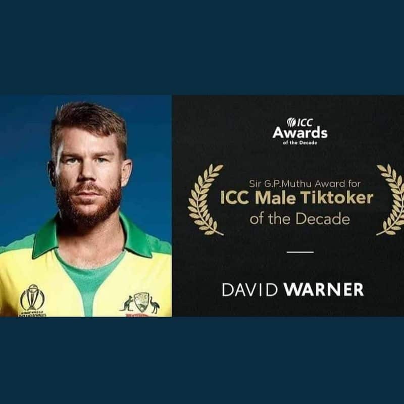 Australia Cricketer David warner shares funny Icc Award pic on Social Media, fans goes Crazy CRA