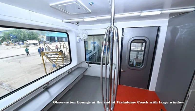 * The coaches are disabled-friendly with wider entrance doors and automatic sliding doors at the compartment's entry on both sides.* The coaches have a mini pantry, a service area comprising a hot case, microwave oven, coffee maker, bottle cooler, refrigerator and washbasin. They also boast of FRP modular toilets with a pressurized flushing system.