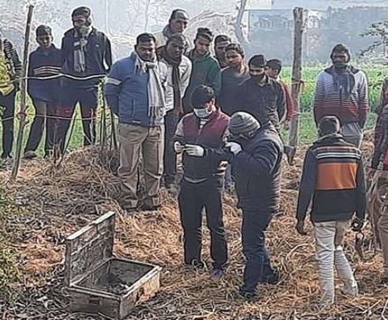 तहरीर के आधार पर पुलिस ने आरोपी पोते को हिरासत में लेकर सख्ती से पूछताछ की फिर सारा राज खुल गया। इसके बाद पोते के ही निशानदेही पर तालाब किनारे मिट्टी में दबाकर रखे गए बक्से का बरामद कर लिया, जिसके मृतक का कंकाल मिला। इसके बाद फोरेंसिक टीम व डॉग स्क्वायड ने मौके पर पहुंचकर जांच की। फिर आरोपी को जेल भेज दिया गया। 