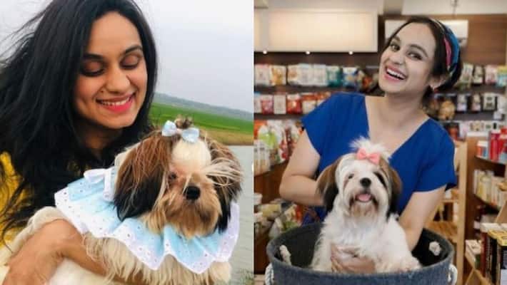 malayalam mini screen anchor lakshmi nakshatra shared her new photoshoot photos with her cute puppy named pappu malayalam mini screen anchor lakshmi nakshatra shared her new photoshoot photos with her cute puppy named pappu