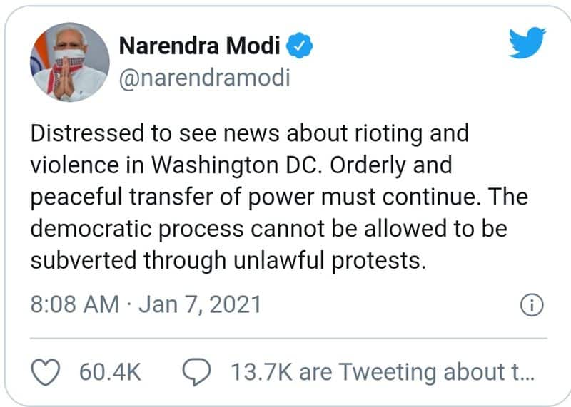 There should be an orderly and peaceful transfer of power. Modi advised the United States.
