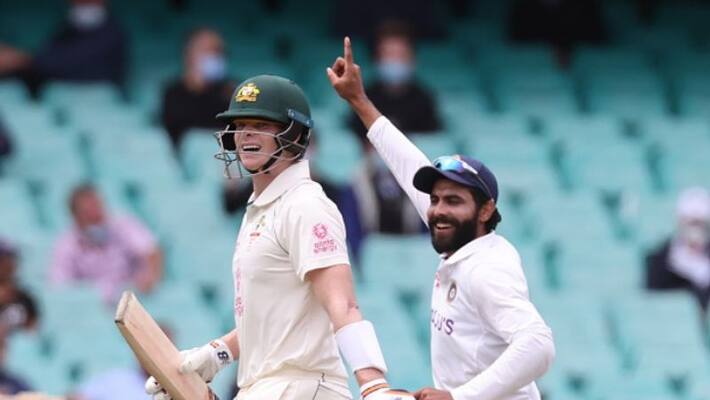 AUS vs IND Sydney Test Watch Ravindra Jadeja runs out Steve Smith on a bullet throw AUS vs IND Sydney Test Watch Ravindra Jadeja runs out Steve Smith on a bullet throw