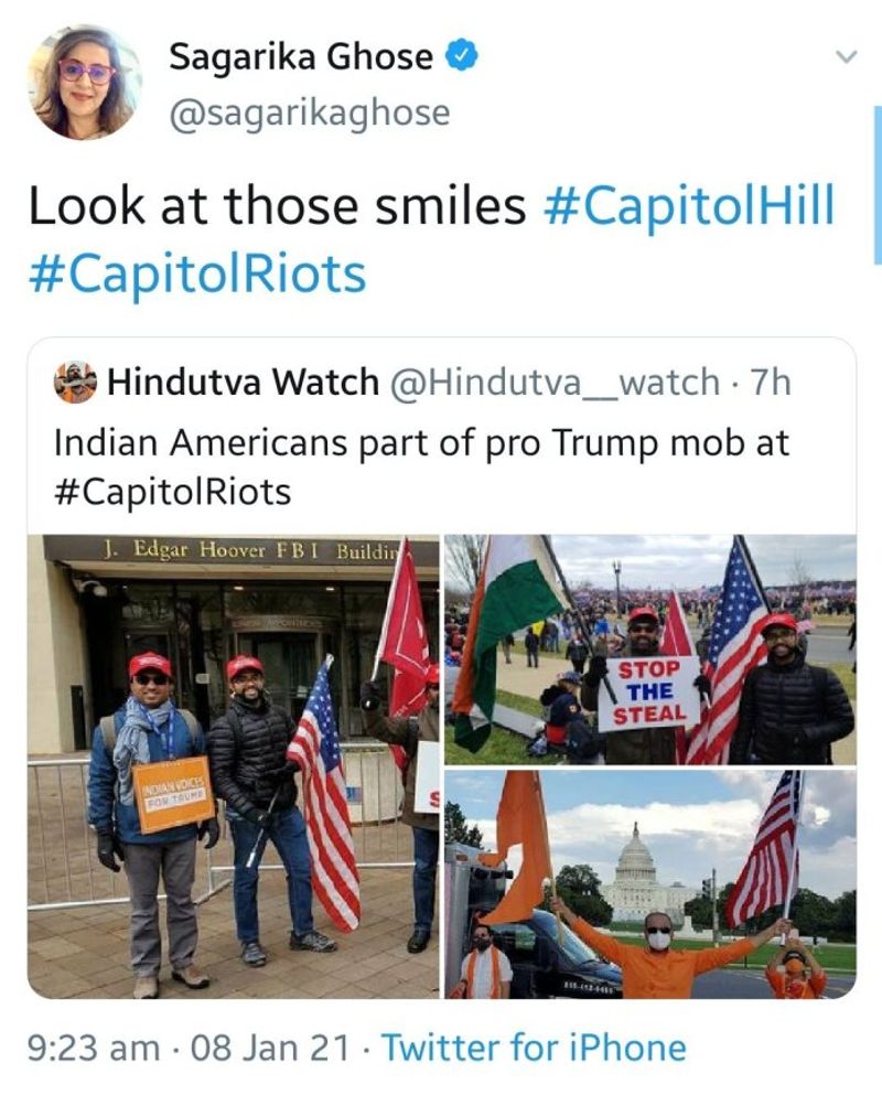 इसी तरह सागारिका घोष ने ‘Hindutva Watch’ का ट्वीट साझा किया। ये तस्वीर हिंदू भक्त, मोदी भक्त और हिंदू उग्रवादी के दावों के साथ शेयर की जा रही है। आइए जानते हैं कि तस्वीर की सच्चाई क्या है?
