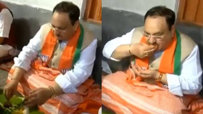 All India BJP President JP Nadda complete his lunch at a farming family in East Burdwan spb All India BJP President JP Nadda complete his lunch at a farming family in East Burdwan spb