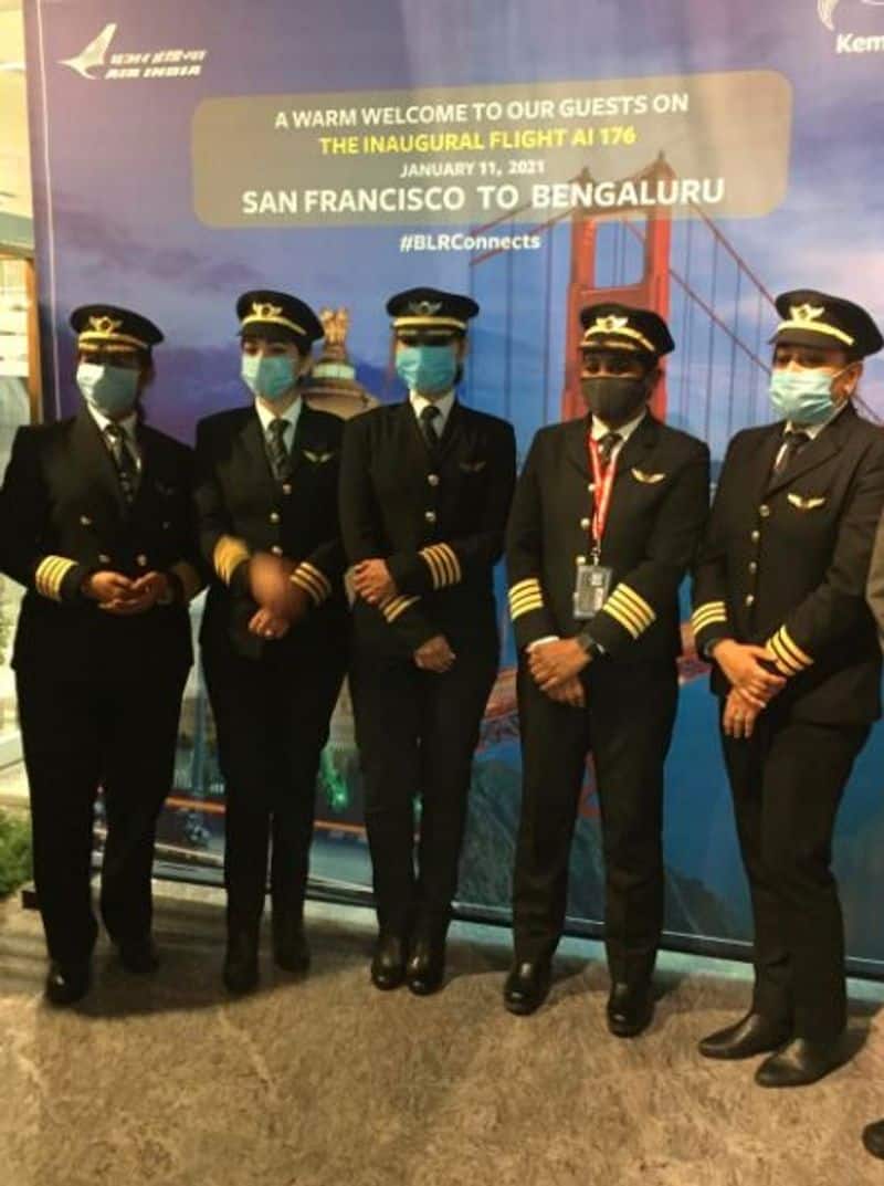 Union Civil Aviation Hardeep Singh Puri took to Twitter to celebrate the moment.He said, "In a moment to cherish &amp; celebrate, women professionals of Indian civil aviation create history.""Heartiest Congratulations to Capt Zoya Aggarwal, Capt Papagari Thanmai, Capt Akansha Sonaware &amp; Capt Shivani for flying over North Pole to land in Bengaluru from San Francisco," he said.