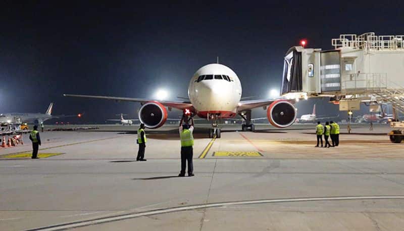 Air India's longest direct route flight, which was helmed by an all-women crew, landed at the Kempegowda International Airport in Bengaluru from San Francisco early today.The aircraft flew over the North Pole and covered about 16,000 kilometers.