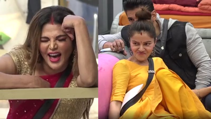 बिग बॉस का एक नया प्रोमो सामने आया है, जिसमें राखी आईने के सामने अपनी मांग भर रही हैं और वो कह रही है कि ये सिंदूर अभिनव शुक्ला के नाम का है। इसी के साथ वो अभिनव के मजे लेते हुए भी दिखाई दे रही हैं।
