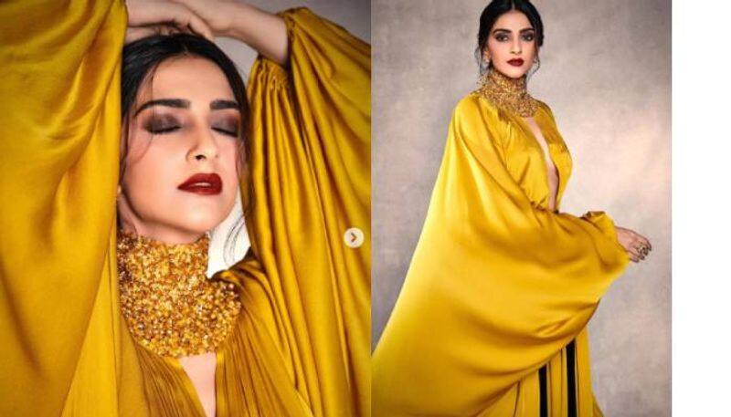 Sonam Kapoor in Mustard Yellow gown