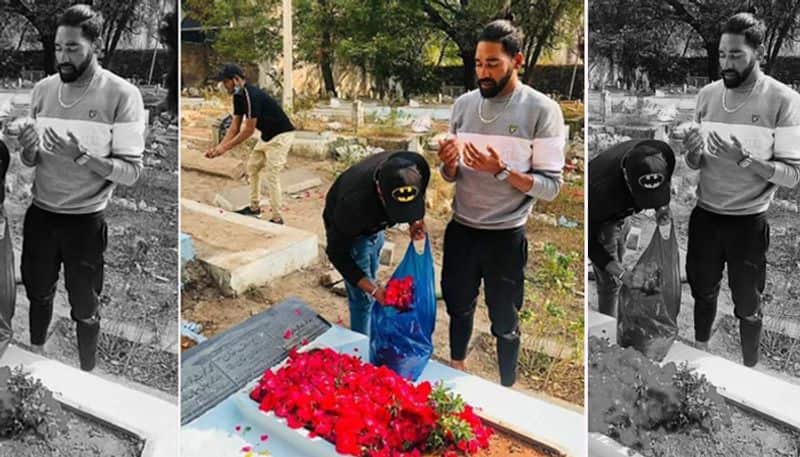 Sons infinite love for his father Cricketer Mohammed Siraj rushes to fathers grave upon landing in hometown