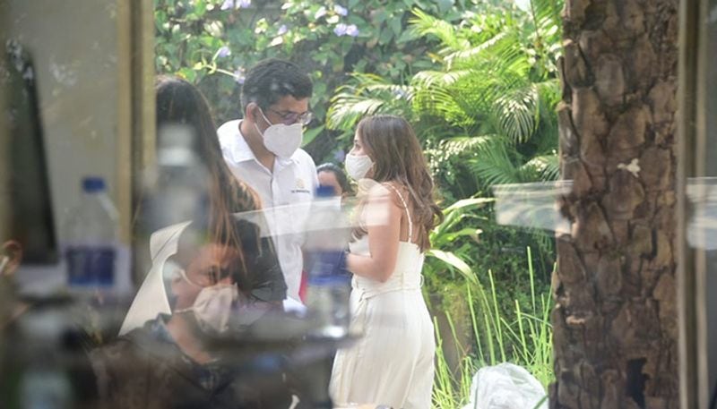 The couple has been in a long term relationship and is all set to tie the knot in a lavish Punjabi wedding. Natasha was seen leaving for Alibaug in a simple white dress.
