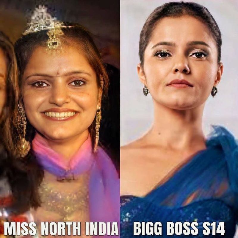 But in this old pic Rubina looks unrecognizable. Many meme pages and fan clubs have shared her picture ans called it 'Transformation Goals'.
