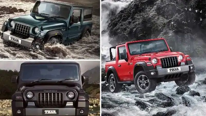 Mahindra Thar SUV में 6 कलर ऑप्शन आते हैं, जिसमें रेड रेज, मिस्टिक कॉपर, नेपोली ब्लैक, एक्वामरीन, गैलेक्सी ग्रे और रॉकी बेज उपलब्ध है।