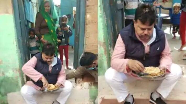 madhya pradesh gwalior minister pradhuman singh tomar had lunch on doorstep of sanitary worker in gwalior madhya pradesh gwalior minister pradhuman singh tomar had lunch on doorstep of sanitary worker in gwalior