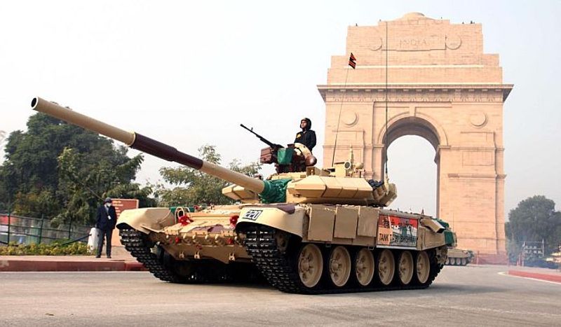 Tank T-90 (Bhishma)
T-90 will be the first column in the Mechanised Columns of the Indian Army. It will be is commanded by Captain Karanveer Singh Bhangu of 54 Armoured Regiment.
The is designed on the Hunter-Killer concept. It is equipped with a powerful 125 mm smoothbore gun with one 7.62 mm co-axial machine gun and a 12.7 mm anti-aircraft gun.
The tank can fire laser-guided missiles and engage targets at distances of up to five Kilometers during the night. It is also capable of moving under water.