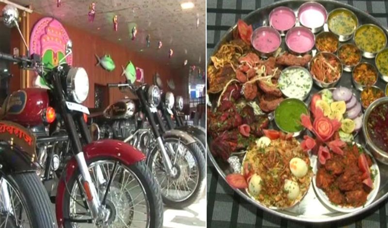 इस थाली को बनाने में 55 लोग जुटते हैं। इसकी कीमत 25 सौ रुपए है। साथ ही होटल के बाहर 5 रॉयल इनफील्ड खड़ी है। ये लोगों को इसे जीतने का आमंत्रण देती है।
