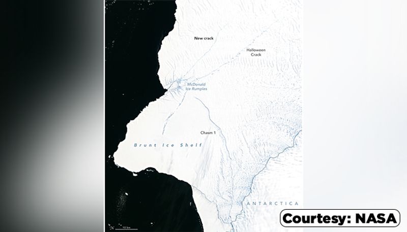 According to NASA, ice in Antarctica looks solid and still, but it is actually flowing. In some places, it flows so fast that scientific instruments can move as much as a kilometer a year.