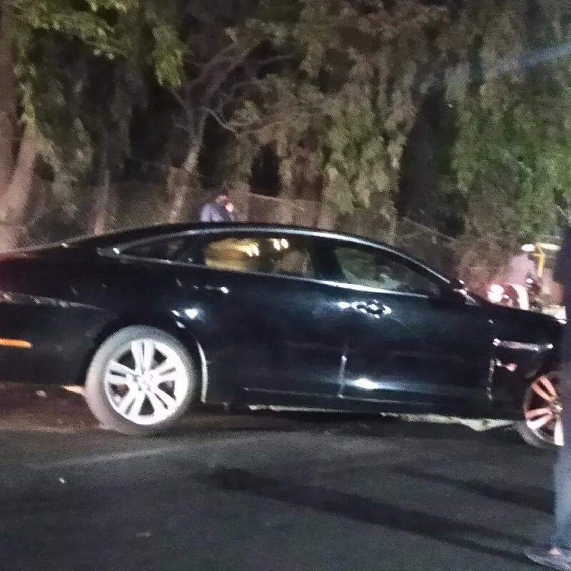 Business man Jaguar car accident near CM House kaveri Bengaluru ckm